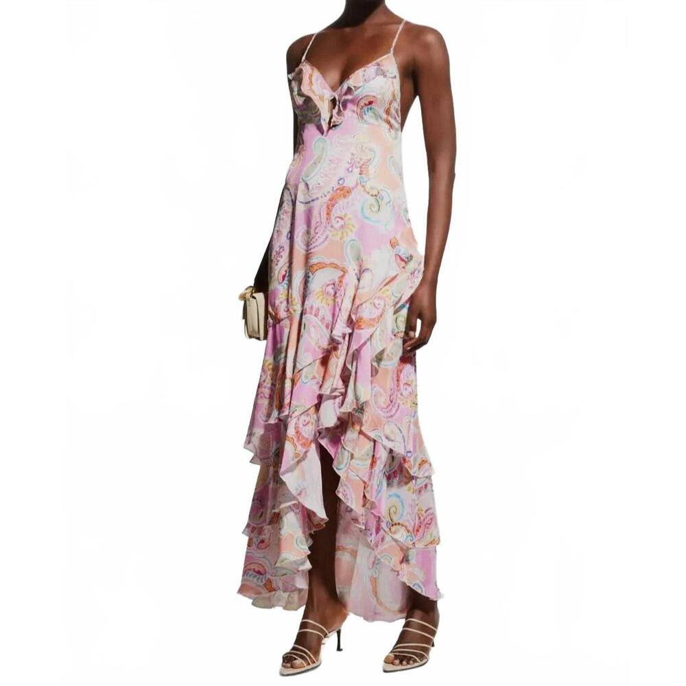 NEW MILLY edra summer paisley dress in pink multi